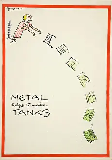 Recycling Prints: Salvage: Metal helps to make tanks, World War II poster, between 1939 and 1946