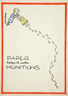 Recycling Prints: Salvage: Paper helps to make munitions, World War II poster, between 1939 and 1946