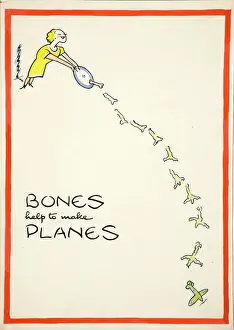 Recycling Prints: Salvage:'Bones help to make planes, World War II poster, between 1939 and 1946