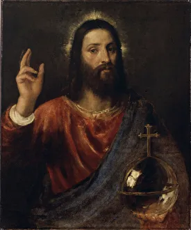 Saviour Prints: Salvator Mundi (Saviour of the World), c. 1570. Artist: Titian (1488-1576)