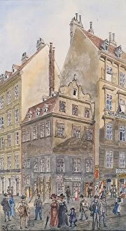 Crowded Collection: The Salzgries in Vienna (corner of Tiefer Graben), 1904. Creator: Gustav Korompay