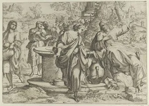 Anibale Caracci Prints: The Samaritan woman standing at the well