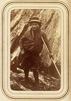 Stick Collection: Sami man with a stick, 1868.. Creator: Lotten von Duben