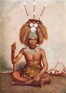 Samoa Gallery: A Samoan chief in full ceremonial costume, 1902. Artist: Thomas Andrew