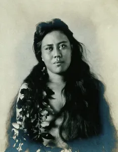 Black Hair Prints: A Samoan woman with leaves in her hair, c1900. Creator: Unknown
