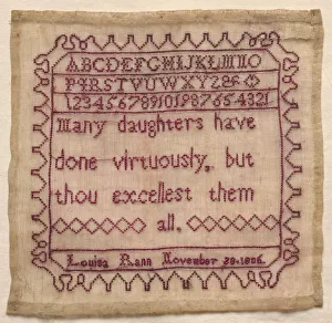 Silk On Linen Prints: Sampler, 1806. Creator: Unknown