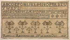 Silk On Linen Prints: Sampler, 1837. Creator: Unknown
