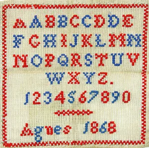 Numeral Prints: Sampler, 1868. Creator: Unknown