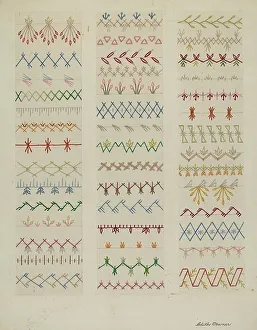 Stitching Prints: Sampler, c. 1937. Creator: Edith Towner
