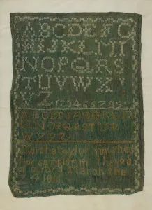 Stitching Prints: Sampler, c. 1939. Creator: Edna C. Rex