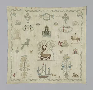 Linen Plain Weave Prints: Sampler, Denmark, 1814. Creator: Unknown
