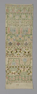 Embroidered With Silk Prints: Sampler, England, c. 1660. Creator: Unknown