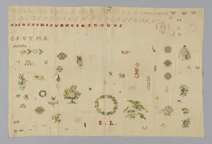 Embroidered With Silk Prints: Sampler, France, 19th century. Creator: Unknown