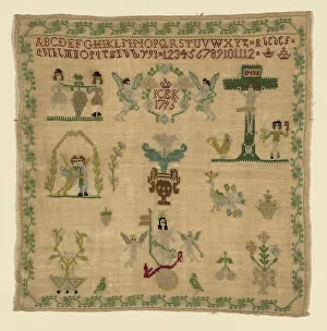 People Motif Prints: Sampler, Germany, 1795. Creator: Unknown