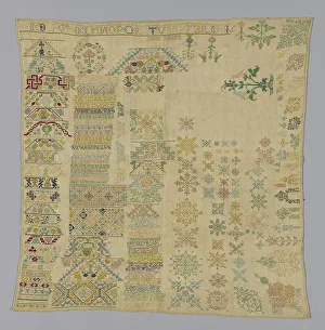 Embroidered With Silk Prints: Sampler, Germany, 17th century. Creator: Unknown