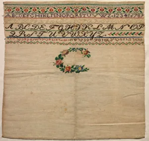 19th Early 20th Century Prints: Sampler with Hebraic Inscription, 19th-early 20th century. Creator: Unknown