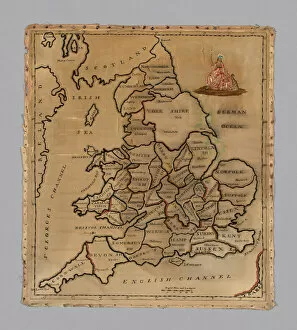 Britannia Collection: Sampler (Map), England, c. 1800. Creator: Unknown