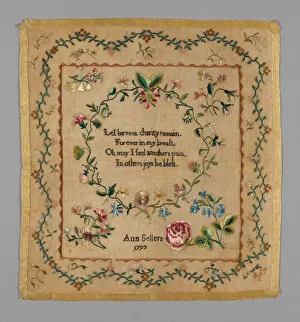 Cross Stitch Gallery: Sampler, Pennsylvania, 1793. Creator: Ann Sellers