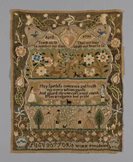 Providence Collection: Sampler, Rhode Island, 1791. Creator: Lucy Potter