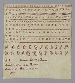 Sampler, Spain, 1878. Creator: Unknown