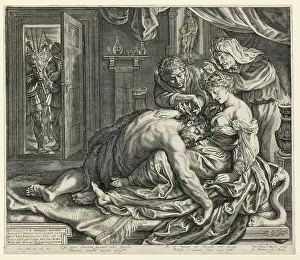 Delilah Prints: Samson and Delilah, c.1612. Creator: Jacob Matham