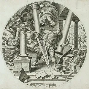 Samson Prints: Samson Destroying the Temple, c1560. Creator: Philip Galle