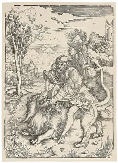 Samson Fighting with the Lion, c1496. Creator: Dürer; Albrecht (1471-1528)