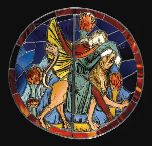 Samson Prints: Samson Fighting with the Lion, ca 1250. Creator: Anonymous