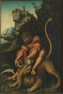 Samson Gallery: Samson Fighting with the Lion, ca 1521-1525