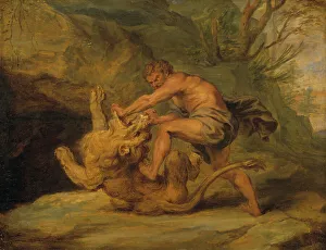 Samson Prints: Samson and the Lion. Study, early-mid 17th century. Creator: Workshop of Peter Paul Rubens