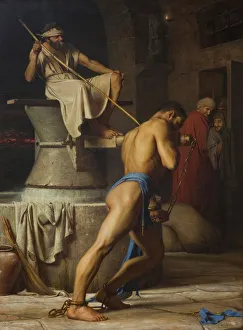 Delilah Prints: Samson and the Philistines, 1863. Artist: Bloch, Carl (1834-1890)