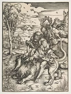 Northern Gallery: Samson Rending the Lion, ca. 1497-98. Creator: Albrecht Durer