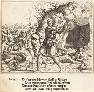 Samson Prints: Samson Slays the Philistines, 1548. Creator: Augustin Hirschvogel