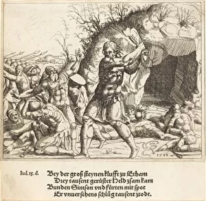 Samson Slays the Philistines, 1548. Creator: Augustin Hirschvogel