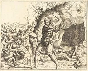 Samson Slays the Philistines. Creator: Augustin Hirschvogel