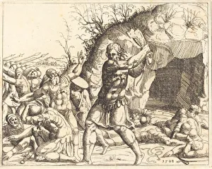 Samson Prints: Samson Slays the Philistines. Creator: Augustin Hirschvogel