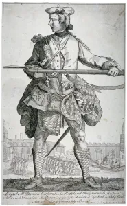 Black Watch Gallery: Samuel McPherson, Scottish soldier, 1743. Artist: George Bickham