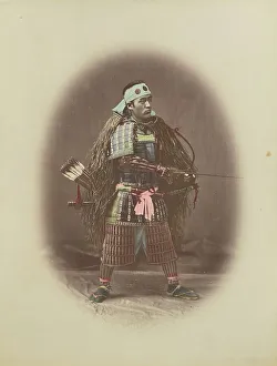 Vignette Prints: Samurai in Armour, 1870s-1890s. Creator: Kusakabe Kimbei