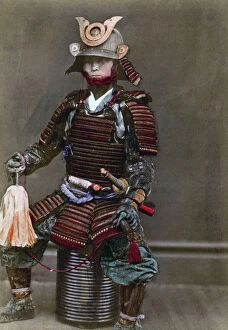 Helmet Collection: A samurai in armour, Japan, 1882. Artist: Felice Beato