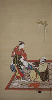 Samurai and Wakashu (Bushi to wakashu), early 18th century. Creator: Miyagawa Issho