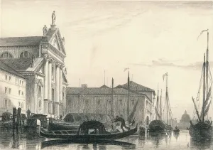 San Giorgio Maggiore. Moonlight, 19th century. Artist: Charles George Lewis
