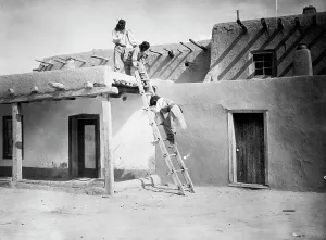 Tewa Prints: In San Ildefonso, c1927. Creator: Edward Sheriff Curtis