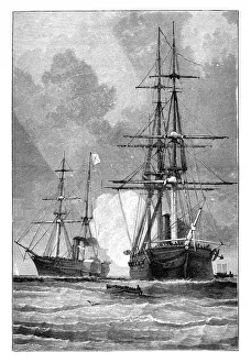 Screw Frigate Prints: The San Jacinto, stopping the Trent, 1861