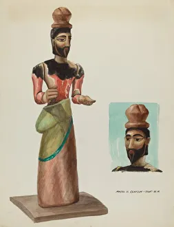Na And Xef Prints: San Jose, Carved and Painted Wooden Santo, c. 1937. Creator: Majel G. Claflin