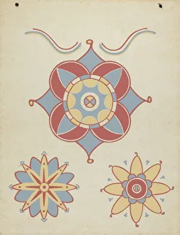 Multi Coloured Collection: San Juan Capistrano Mission Ceiling Decoration from the portfolio 'Decorative Art...', 1935 / 1942