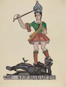 St Michael Gallery: San Miguel - The Archangel and Satan, 1935 / 1942. Creator: E. Boyd