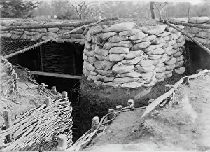 Sand Bag Prints: Sand bags between trenches, between c1915 and c1920. Creator: Bain News Service