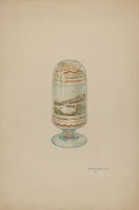 Glass Bottle Collection: Sand Picture, c. 1941. Creator: Paul Poffinbarger