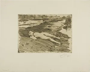 Sunbathing Prints: On the Sands, 1916. Creator: Anders Leonard Zorn