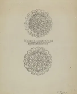 Graphite On Paper Prints: Sandwich Glass Cup Plate, 1936. Creator: Marie Famularo
